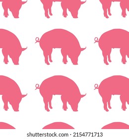 Red color pig patterns on white background, vector