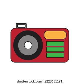 A red color point and shoot digital camera  - Multimedia Illustration , vector , icon 