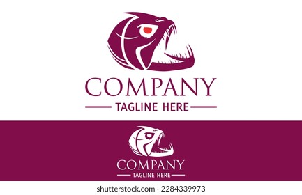 Red Color Predator Fish with Black Background Logo Design