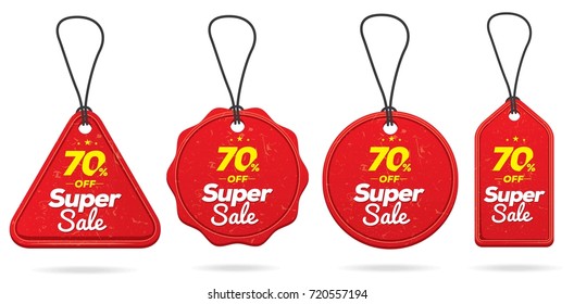 Red color price tag design set , Vector 