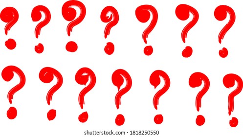 red color question marks, color question mark vector set.