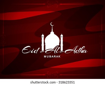 Red color religious Eid Al Adha mubarak background design.