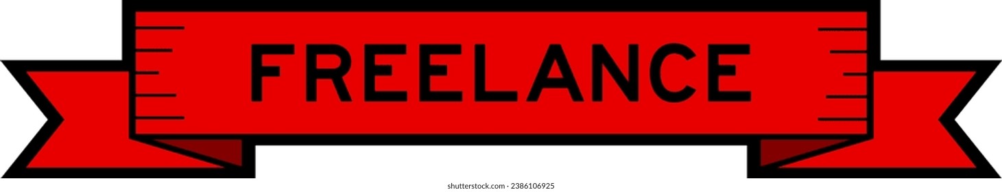 Red color ribbon label banner with word freelance on white background