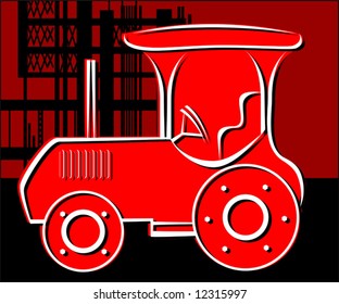 red color road roller	