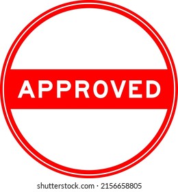Red color round seal sticker in word approved on white background