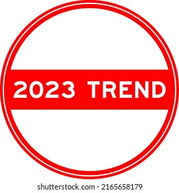 Red color round seal sticker in word 2023 trend on white background