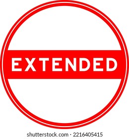 Red color round seal sticker in word extended on white background