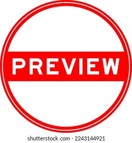 Red color round seal sticker in word preview on white background