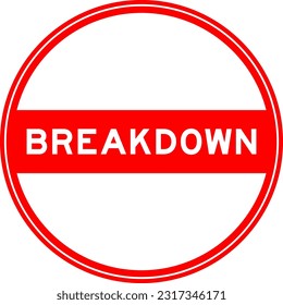 Red color round seal sticker in word breakdown on white background