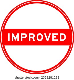 Red color round seal sticker in word improved on white background