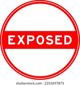 Red color round seal sticker in word exposed on white background