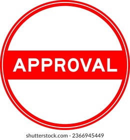 Red color round seal sticker in word approval on white background