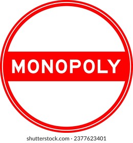 Red color round seal sticker in word monopoly on white background