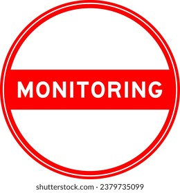 Red color round seal sticker in word monitoring on white background