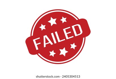Red color round seal sticker in word failed on white background