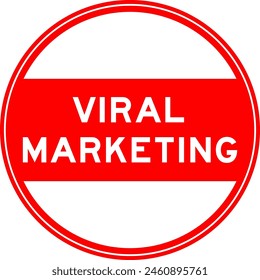 Red color round seal sticker in word viral marketing on white background