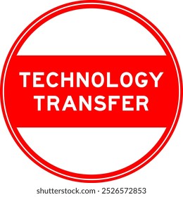 Adesivo de selo redondo de cor vermelha na transferência de tecnologia de palavra no fundo branco