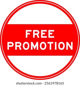 Red color round seal sticker in word free promotion on white background