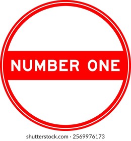 Red color round seal sticker in word number one on white background