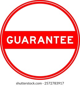 Red color round seal sticker in word guarantee on white background