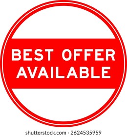 Red color round seal sticker in word best offer available on white background