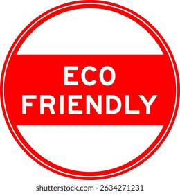 Red color round seal sticker in word eco friendly on white background