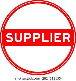 Red color round seal sticker in word supplier on white background