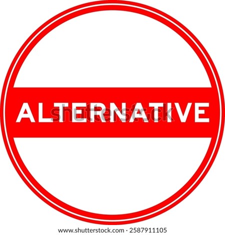 Red color round seal sticker in word alternative on white background