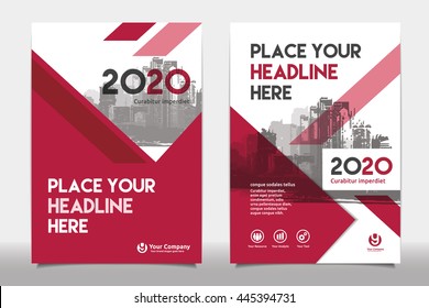 Red Color Scheme with City Background Business Book Cover Design Template in A4. Easy to adapt to Brochure, Annual Report, Magazine, Poster, Corporate Presentation, Portfolio, Flyer, Banner, Website.