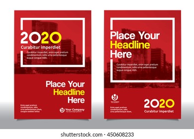 Red Color Scheme with City Background Business Book Cover Design Template in A4. Easy to adapt to Brochure, Annual Report, Magazine, Poster, Corporate Presentation, Portfolio, Flyer, Banner, Website.