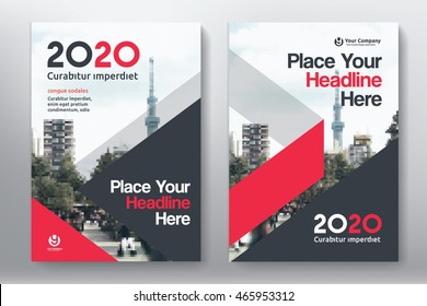 Red Color Scheme with City Background Business Book Cover Design Template in A4. Easy to adapt to Brochure, Annual Report, Magazine, Poster, Corporate Presentation, Portfolio, Flyer, Banner, Website.