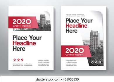 Red Color Scheme with City Background Business Book Cover Design Template in A4. Easy to adapt to Brochure, Annual Report, Magazine, Poster, Corporate Presentation, Portfolio, Flyer, Banner, Website.