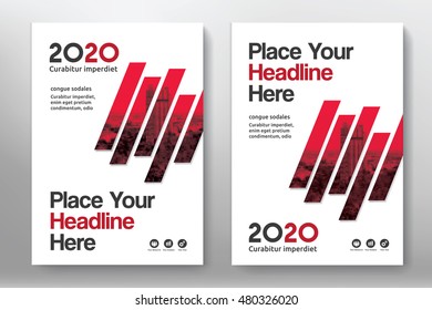 Red Color Scheme with City Background Business Book Cover Design Template in A4. Easy to adapt to Brochure, Annual Report, Magazine, Poster, Corporate Presentation, Portfolio, Flyer, Banner, Website