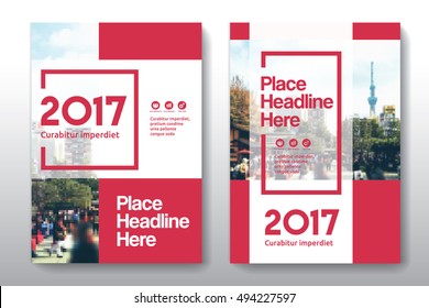 Red Color Scheme with City Background Business Book Cover Design Template in A4. Easy to adapt to Brochure, Annual Report, Magazine, Poster, Corporate Presentation, Portfolio, Flyer, Banner, Website