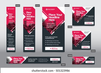 Red Color Scheme with City Background Corporate Web Banner Template in multiple sizes. Easy to adapt to Brochure, Annual Report, Magazine, Poster, Corporate Advertising Media, Flyer, Website.