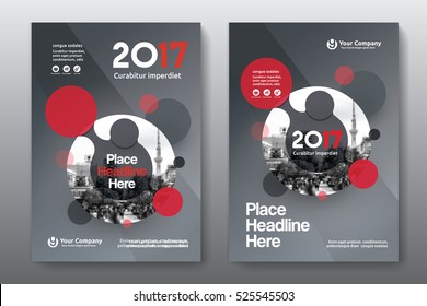 Red Color Scheme with City Background Business Book Cover Design Template in A4. Easy to adapt to Brochure, Annual Report, Magazine, Poster, Corporate Presentation, Portfolio, Flyer, Banner, Website.