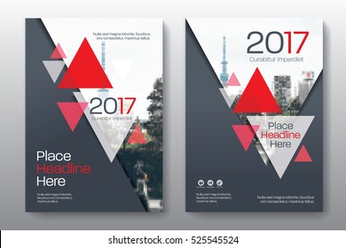 Red Color Scheme with City Background Business Book Cover Design Template in A4. Easy to adapt to Brochure, Annual Report, Magazine, Poster, Corporate Presentation, Portfolio, Flyer, Banner, Website.