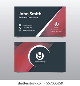 Red Color Scheme with City Background Business Card Design Template. Can be adapt to Brochure, Annual Report, Magazine,Poster, Corporate Presentation, Portfolio, Flyer, Website