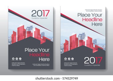Red Color Scheme with City Background Business Book Cover Design Template in A4. Can be adapt to Brochure, Annual Report, Magazine,Poster, Corporate Presentation, Portfolio, Flyer, Banner, Website.