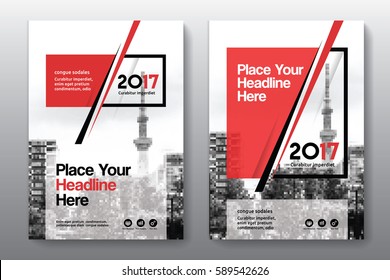 Red Color Scheme with City Background Business Book Cover Design Template in A4. Can be adapt to Brochure, Annual Report, Magazine,Poster, Corporate Presentation, Portfolio, Flyer, Banner, Website.