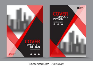 Red Color Scheme with City Background Business Book Cover Design Template in A4. Brochure layout, Annual Report, Magazine, Poster, Presentation, Portfolio, Flyer, Banner, Website, leaflet, other.