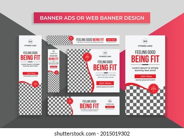 Red Color Scheme with Multipurpose  Banner ads, Ads Banner, Web Banner
