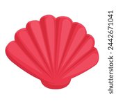 Red color sea shell icon cartoon vector. Pearl conch. Closed decoration