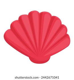 Red color sea shell icon cartoon vector. Pearl conch. Closed decoration