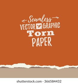 red color seamless edge of torn page paper banner, flat style vector illustration.