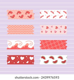 red color series decorative washi tape collection set