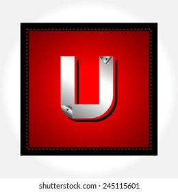 Red color shiny font