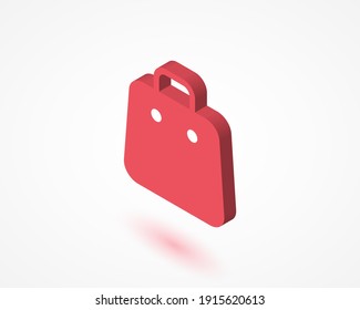 Red color shopping bag isometric template. Social media e-commerce. Blogging. Vector illustration. EPS 10