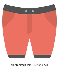 
A red color short pant, flat vector icon 
