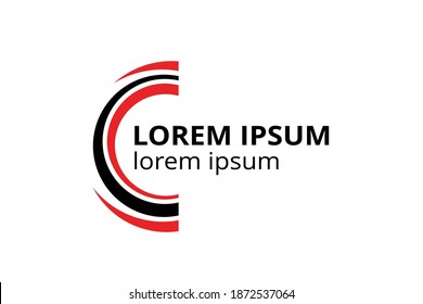 red color simple half circle logo design illustration with basic shape for any corporate use template